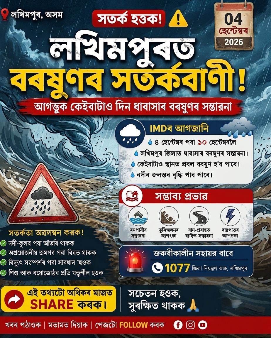 লখিমপুৰবাসী সাৱধান! বতৰে ল’ব পাৰে ভয়ংকৰ ৰূপ!