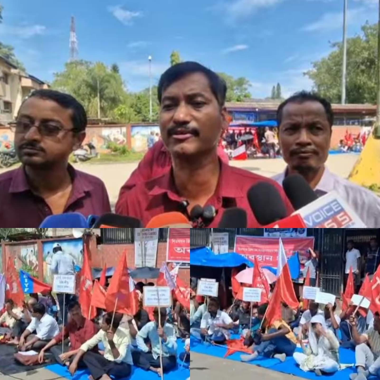 নাজিৰাত ONGC অসম সম্পদৰ মুখ্য কাৰ্যালয়ৰ সন্মুখত গণ সংগঠনৰ অৱস্থান ধৰ্মঘট